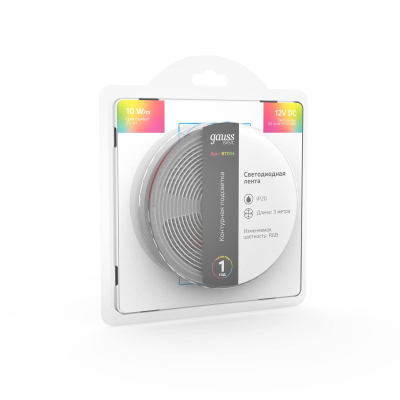 Изображение товара Светодиодная лента Gauss BT054 12V 10W RGB 3 м для интерьерной и экстерьерной подсветки Изображение товара Светодиодная лента Gauss BT054 12V 10W RGB 3 м для интерьерной и экстерьерной подсветки