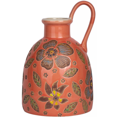 Изображение товара Керамическая ваза Glasar с ручкой 13x13x18 см Красная для декора интерьера Изображение товара Керамическая ваза Glasar с ручкой 13x13x18 см Красная для декора интерьера