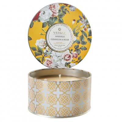 Изображение товара Свеча в жестяной банке Veedaa Marsala Geranium & Musk (8906136680173) 