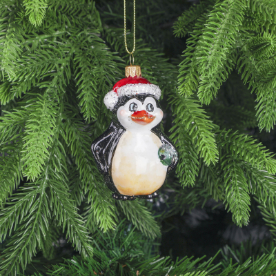Изображение товара Ёлочная игрушка Snow and Stars пингвин стекло ручная работа Польша