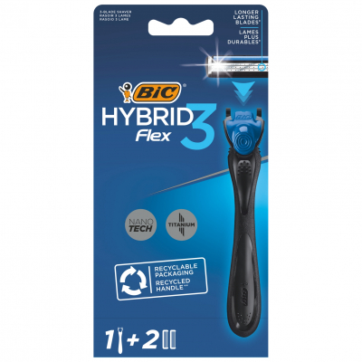 Изображение товара Мужская бритва Bic Flex 3 Hybrid с 2 лезвиями для комфортного бритья Изображение товара Мужская бритва Bic Flex 3 Hybrid с 2 лезвиями для комфортного бритья