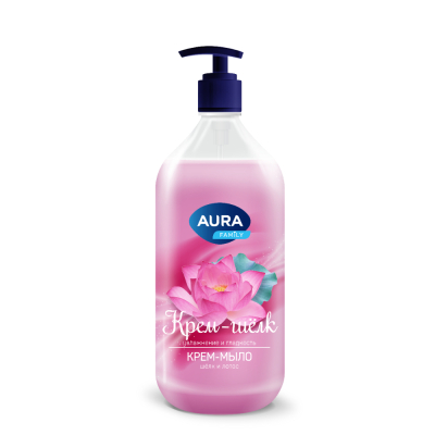 Изображение товара Крем-мыло AURA Шелк и лотос 1000 мл для мягкой и увлажненной кожи рук