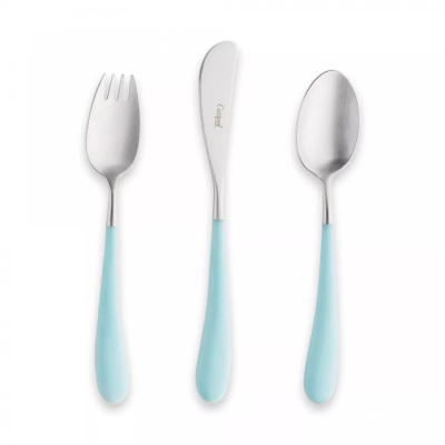 Изображение товара Детский набор столовых приборов Cutipol Alice turquoise 3 предмета Нержавеющая сталь