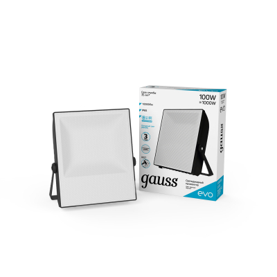 Изображение товара Светодиодный прожектор Gauss EVO 100W IP65 черный для наружного освещения Изображение товара Светодиодный прожектор Gauss EVO 100W IP65 черный для наружного освещения