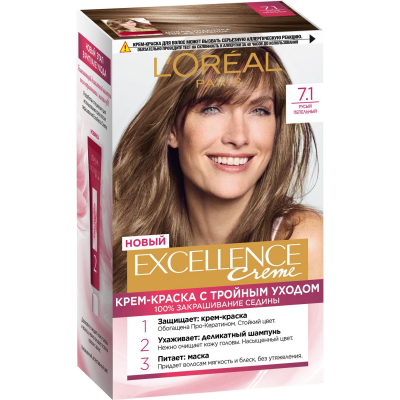 Изображение товара Краска для волос L'Oreal Excellence Creme 7. 1 Русый пепельный стойкая