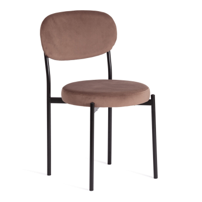Изображение товара Современный коричневый стул с черным металлокаркасом и тканевой обивкой