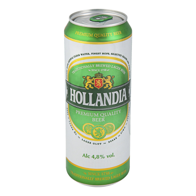 Изображение товара Пиво светлое фильтрованное Hollandia 4,8% 0,45 л ж/б Изображение товара Пиво светлое фильтрованное Hollandia 4,8% 0,45 л ж/б