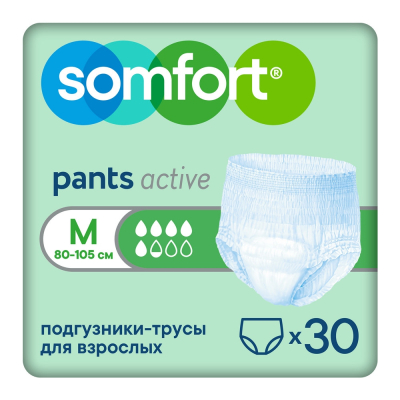 Изображение товара Подгузники Somfort Active Normal M 30 шт - урологические, 5, 5 капель, Россия