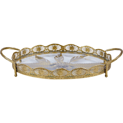 Изображение товара Поднос Glasar со стеклянной поверхностью 49х30х10 см