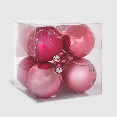 Изображение товара Набор елочных игрушек Unique Treasures розовые 8 шт пластиковых шаров 80 мм
