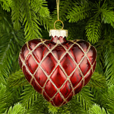 Изображение товара Шар стеклянный новогодний Yancheng Shiny сердце 3.5x8 см