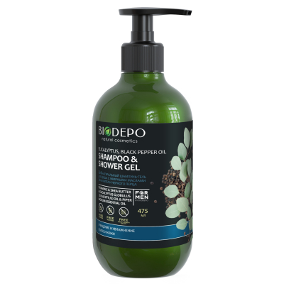 Изображение товара Гель и шампунь Biodepo с маслом эвкалипта и черного перца 475мл