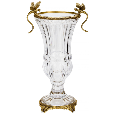 Изображение товара Ваза Glasar из стекла с бронзовыми стрекозами 24х17х37 см