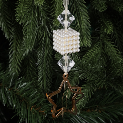 Изображение товара Ёлочное украшение подвесное белое прозрачное 5x16 см Ad trend