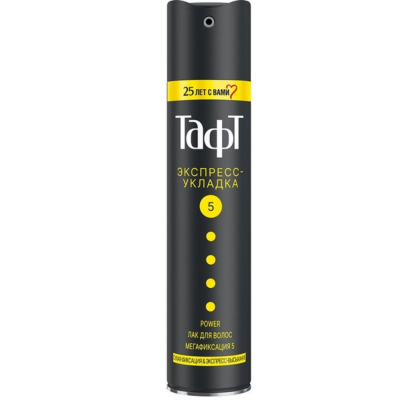 Изображение товара Лак для волос Taft Power Экспресс-укладка Мегафиксация 225 мл Изображение товара Лак для волос Taft Power Экспресс-укладка Мегафиксация 225 мл
