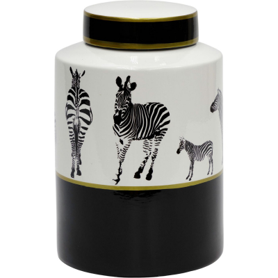 Изображение товара Ваза Glasar с крышкой зебры 17x17x26 см керамика ручная роспись