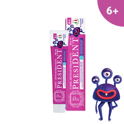 Изображение товара Детская зубная паста President Ягодный микс 6+ лет 70 г с фтором безопасная Изображение товара Детская зубная паста President Ягодный микс 6+ лет 70 г с фтором безопасная