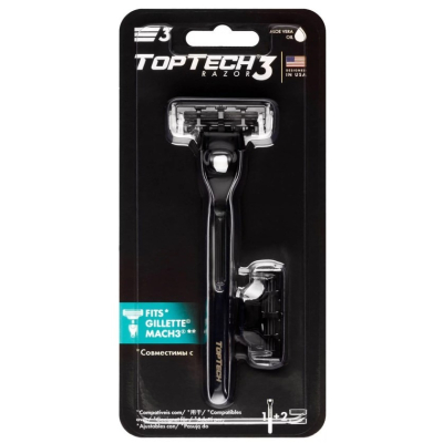 Изображение товара Бритва мужская Toptech global PRO 3 1 станок + 2 кассеты