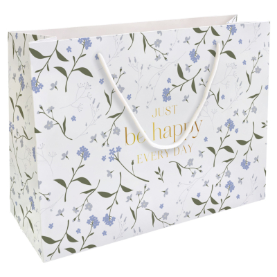 Изображение товара Подарочный пакет Be Smart Fleurs незабудки 36х26 см яркий и прочный