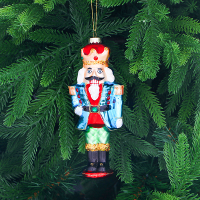 Изображение товара Стеклянная ёлочная игрушка щелкунчик от Yancheng Shiny 18 см ручная работа