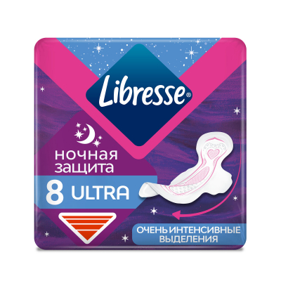 Изображение товара Прокладки Libresse Ultra Ночные 8 шт - надежная защита и комфорт Изображение товара Прокладки Libresse Ultra Ночные 8 шт - надежная защита и комфорт