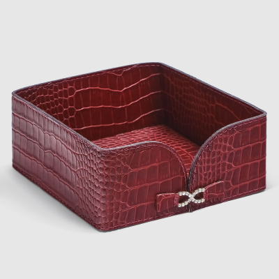 Изображение товара Подставка для салфеток Deria бордовая 16x16x7 см искусственный материал