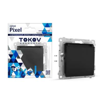 Изображение товара Розетка Tokov Electric Pixel 1-м с заземлением и защитными шторками
