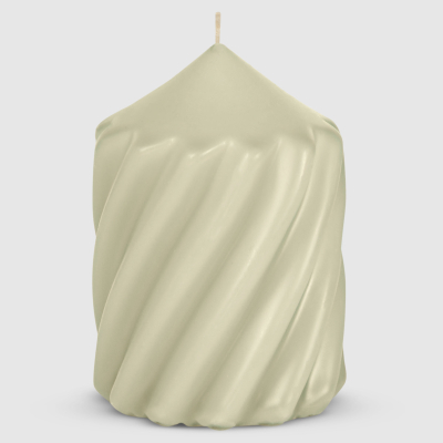 Изображение товара Столбиковая витая свеча Home Interiors светло серого цвета 6,8x10 см