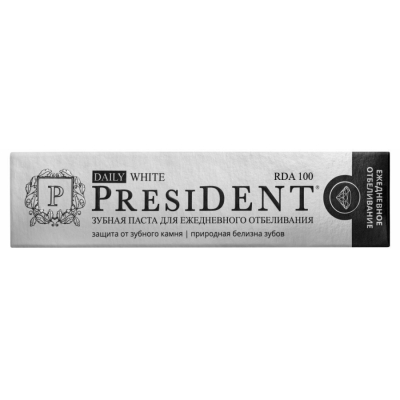 Изображение товара Зубная паста President Daily white 68 г для отбеливания и защиты зубов
