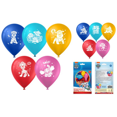 Изображение товара Шарики Щенячий патруль 30 см 5 шт вид 1