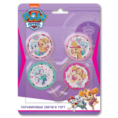 Изображение товара Свечи на торт Щенячий патруль для девочек 4 шт мультиколор