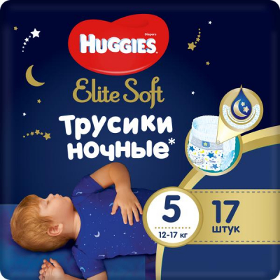 Изображение товара Huggies Elite Soft Трусики-подгузники №5 для детей 12-17 кг, 17 шт Изображение товара Huggies Elite Soft Трусики-подгузники №5 для детей 12-17 кг, 17 шт