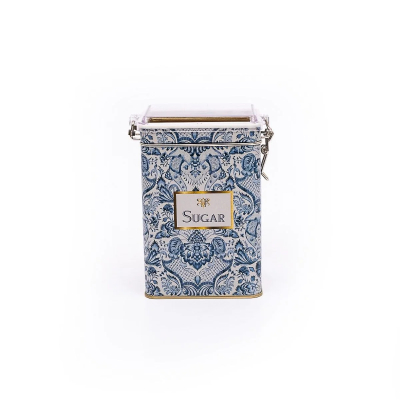 Изображение товара Банка с крышкой Evle blue & white er043y3 1 литр металлическая