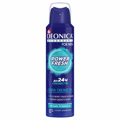 Изображение товара Дезодорант Deonica For Men Power Fresh аэрозоль 150 мл Мужской защита от запахов Изображение товара Дезодорант Deonica For Men Power Fresh аэрозоль 150 мл Мужской защита от запахов