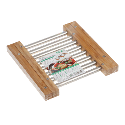 Изображение товара Подставка под горячее Kesper бамбук и металл 22,5-36,5х20х2 см