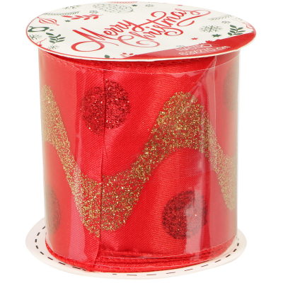 Изображение товара Лента новогодняя Due Esse Christmas 270 см красная/золото