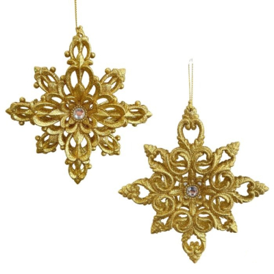 Изображение товара Ёлочная игрушка снежинка Kurt S Adler 13 см золотистая