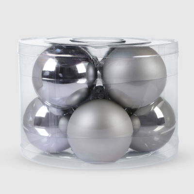 Изображение товара Набор ёлочных игрушек Linhai jinnuo шары серебристые стекло 8 шт 8 см