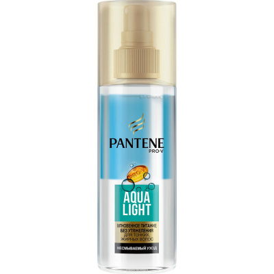 Изображение товара Спрей для волос Pantene Aqua Light Легкий питательный двухфазный спрей 150 мл Изображение товара Спрей для волос Pantene Aqua Light Легкий питательный двухфазный спрей 150 мл