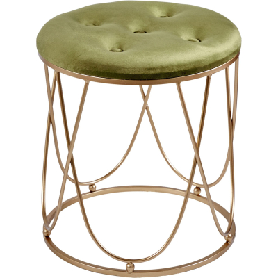 Изображение товара Зеленый пуф Glasar 40х40х45 см с металлическим каркасом и велюровой обивкой