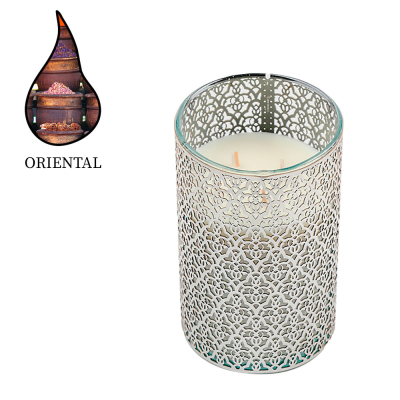 Изображение товара Аромасвеча Nour Bougie Arabesque Oriental серебро 20см 330 часов