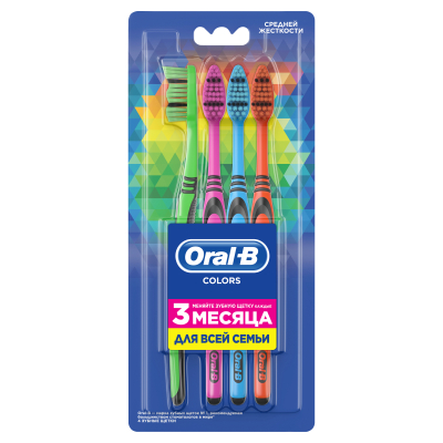Изображение товара Зубная щетка Oral-B Color Collection для всей семьи средней жесткости 4 шт