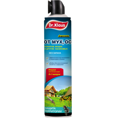 Изображение товара Аэрозоль Dr.Klaus от мух и насекомых 600 мл без запаха эффективность до 2 месяцев
