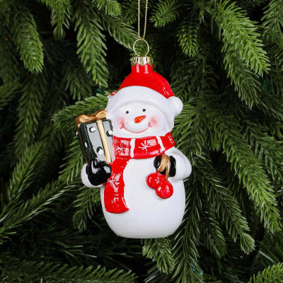 Изображение товара Украшение Царь-Елка рождественское снеговик 12 см елочные игрушки ручная работа