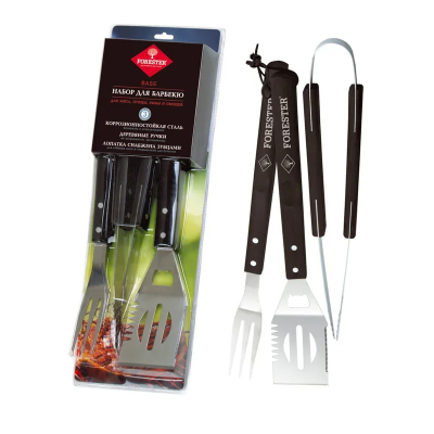 Изображение товара Набор для барбекю Forester 3 предмета из стали и дерева Изображение товара Набор для барбекю Forester 3 предмета из стали и дерева