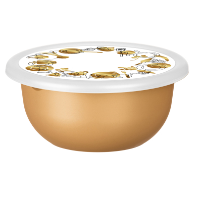 Изображение товара Миска с крышкой Lidex Sunrise 3,2 л из полипропилена золотистый и белый
