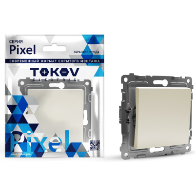 Изображение товара Переключатель Tokov Electric Pixel проходной одноклавишный бежевый 250 В Изображение товара Переключатель Tokov Electric Pixel проходной одноклавишный бежевый 250 В