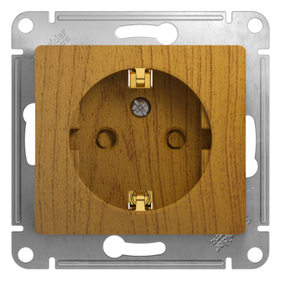 Изображение товара Розетка Шнайдер Glossa с заземлением со шторками, 16а, механизм, дерево дуб (GSL000545)