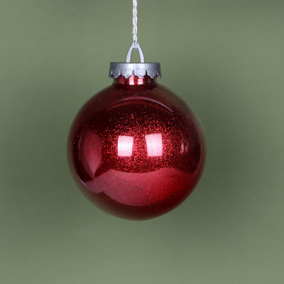 Изображение товара Игрушка ёлочная Bigdecor шар с глиттером красный 15 см