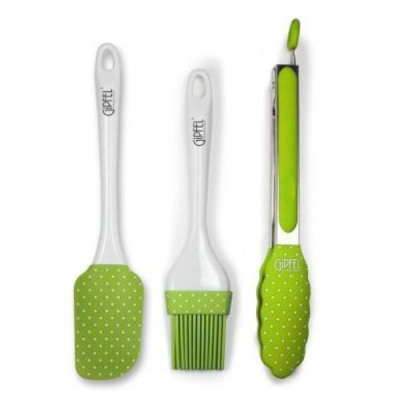 Изображение товара Набор кухонных аксессуаров Gipfel Sinty 3 предмета - щипцы, кисточка, лопатка, стильный дизайн